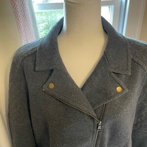 Ann Taylor Loft Charcoal Grey Flannel Moto Jacket